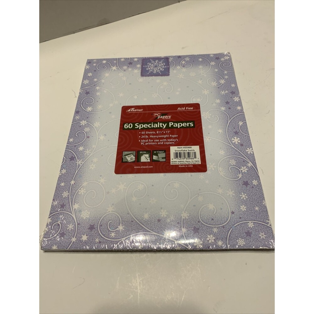 Ampad Pack Of 60 Specialty Papers Snowflakes & Swirls. NEW - Item #35966